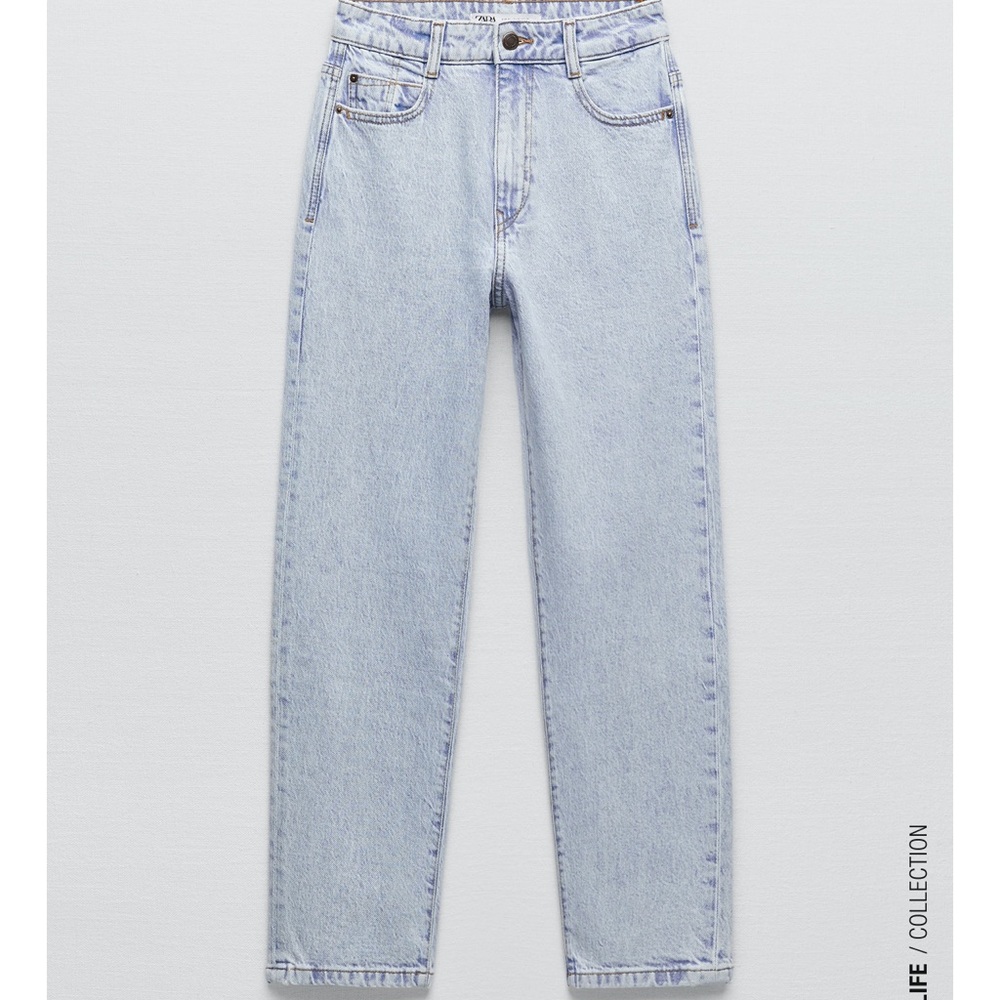 Zara High Rise Straight Leg Jeans